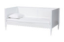 Ygritte Modern White Wood Twin Daybed with Scalloped Edges Baxton