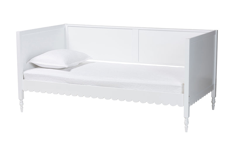 Ygritte Modern White Wood Twin Daybed with Scalloped Edges