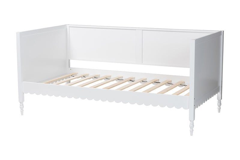 Ygritte Modern White Wood Twin Daybed with Scalloped Edges