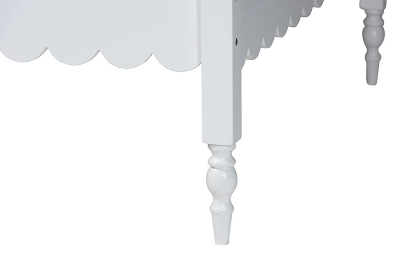 Ygritte Modern White Wood Twin Daybed with Scalloped Edges Baxton