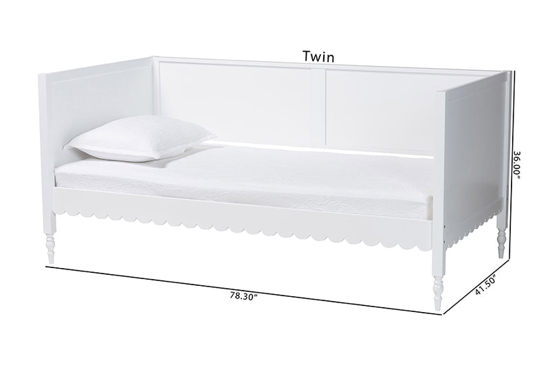 Ygritte Modern White Wood Twin Daybed with Scalloped Edges