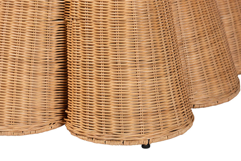 Claire Scallop Natural Rattan Ottoman with Cushion Baxton