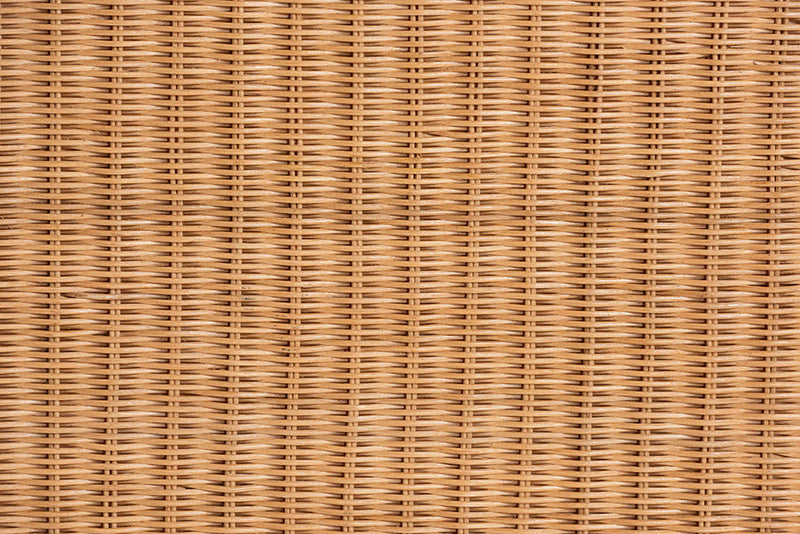 Claire Scallop Natural Rattan Ottoman with Cushion Baxton
