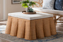 Claire Scallop Natural Rattan Ottoman with Cushion Baxton