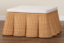 Claire Scallop Natural Rattan Ottoman with Cushion Baxton