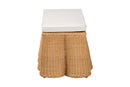Claire Bohemian Scallop Natural Rattan Ottoman with Cushion Baxton
