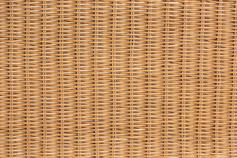 Claire Bohemian Scallop Natural Rattan Ottoman with Cushion Baxton
