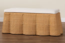 Claire Bohemian Scallop Natural Rattan Ottoman with Cushion Baxton