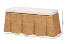 Claire Bohemian Scallop Natural Rattan Ottoman with Cushion Baxton