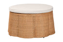 Claire Scallop Base Natural Rattan Ottoman with Cushion Baxton