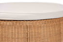 Claire Scallop Base Natural Rattan Ottoman with Cushion Baxton