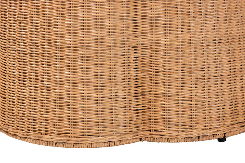 Claire Scallop Base Natural Rattan Ottoman with Cushion Baxton