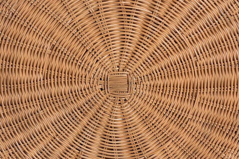 Claire Scallop Base Natural Rattan Ottoman with Cushion Baxton