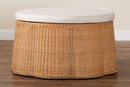 Claire Scallop Base Natural Rattan Ottoman with Cushion Baxton
