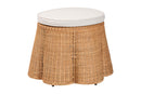 Claire Scallop Natural Rattan Ottoman w/Cushion Baxton