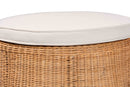 Claire Scallop Natural Rattan Ottoman w/Cushion Baxton