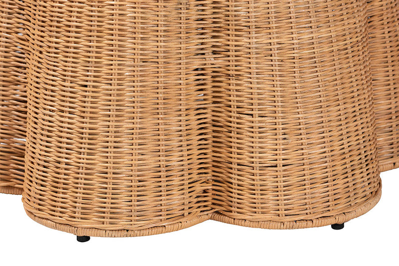 Claire Scallop Natural Rattan Ottoman w/Cushion Baxton