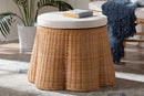 Claire Scallop Natural Rattan Ottoman w/Cushion Baxton