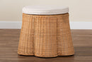 Claire Scallop Natural Rattan Ottoman w/Cushion Baxton