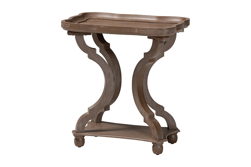 Raymond French Country Antique Brown Wood End Table