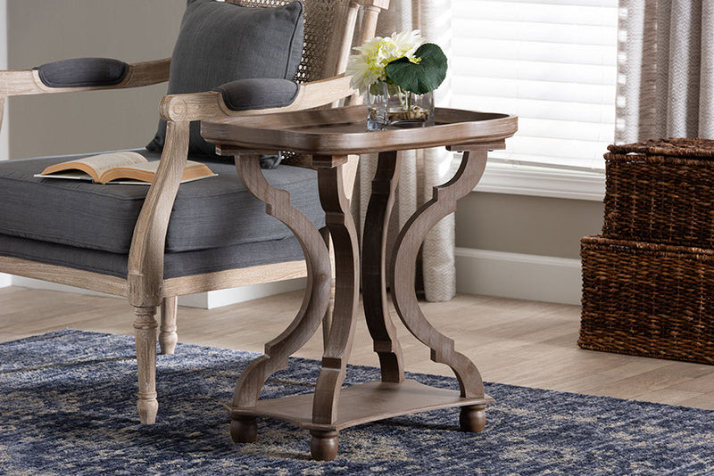 Raymond Antique Brown Wood End Table Baxton