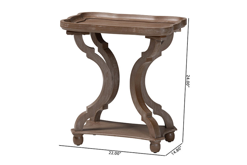 Raymond Antique Brown Wood End Table Baxton