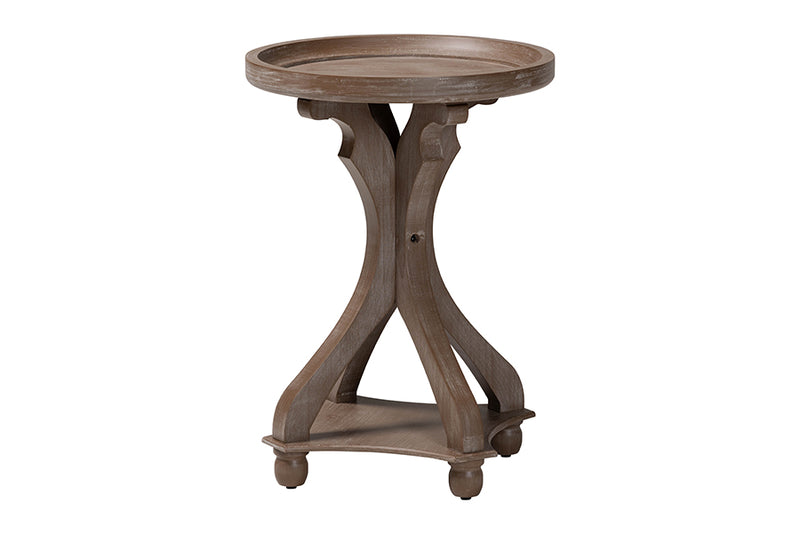 Fleur French Country Antique Brown Wood End Table