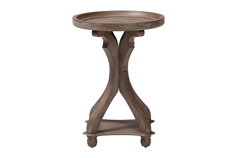 Fleur French Country Antique Brown Wood End Table