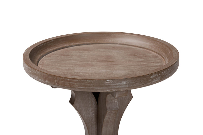 Fleur French Country Antique Brown Wood End Table