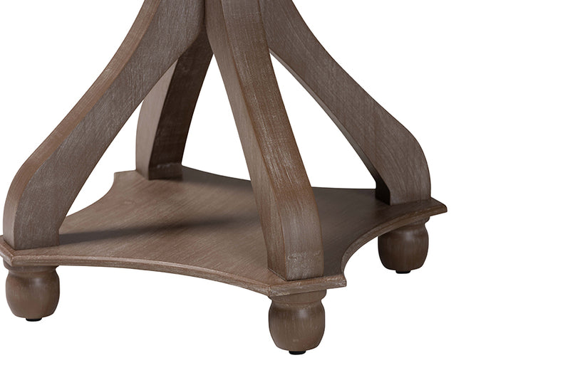 Fleur French Country Antique Brown Wood End Table