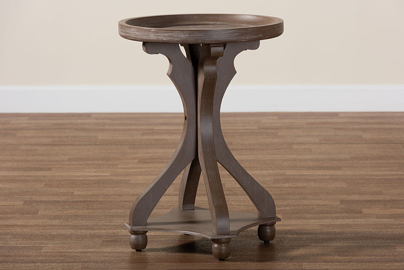 Fleur French Country Antique Brown Wood End Table