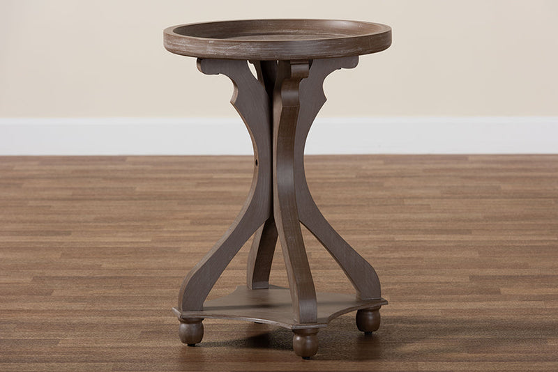Fleur Antique Brown Wood End Table Baxton