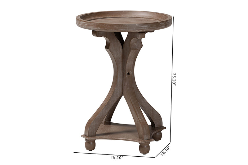 Fleur French Country Antique Brown Wood End Table