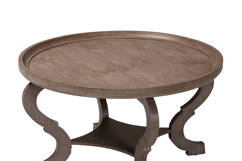 Cormier French Country Antique Brown Wood Coffee Table