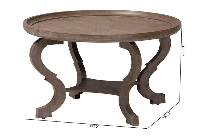 Cormier French Country Antique Brown Wood Coffee Table