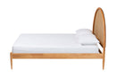 Ulmer Japandi Oak Brown Wood Queen Bed with Antique Rattan Baxton