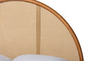 Ulmer Japandi Oak Brown Wood Queen Bed with Antique Rattan Baxton