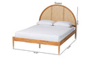 Ulmer Japandi Oak Brown Wood Queen Bed with Antique Rattan Baxton
