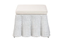 Claire Bohemian White Scallop Rattan Ottoman Baxton