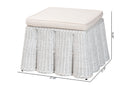 Claire Bohemian White Scallop Rattan Ottoman Baxton