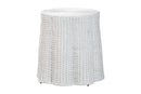 Claire Bohemian White Scalloped Rattan End Table Baxton