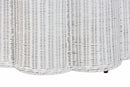 Claire Bohemian White Scalloped Rattan End Table Baxton