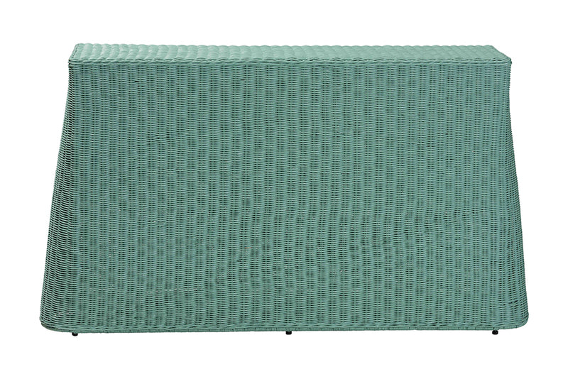 Claire Bohemian Seafoam Green Scallop Rattan Console Table