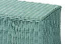 Claire Bohemian Seafoam Green Scallop Rattan Console Table Baxton