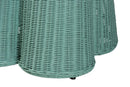 Claire Bohemian Seafoam Green Scallop Rattan Console Table Baxton