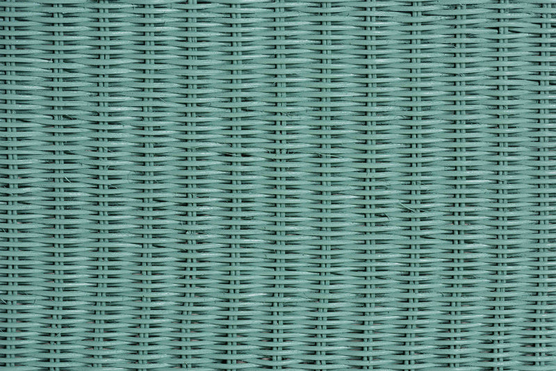 Claire Bohemian Seafoam Green Scallop Rattan Console Table Baxton
