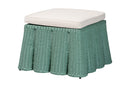Claire Bohemian Seafoam Green Scallop Rattan Ottoman Baxton