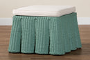 Claire Bohemian Seafoam Green Scallop Rattan Ottoman Baxton