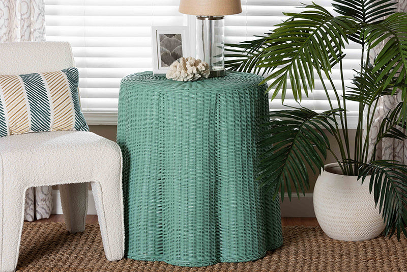 Claire Scallop Natural Rattan Console Table Baxton