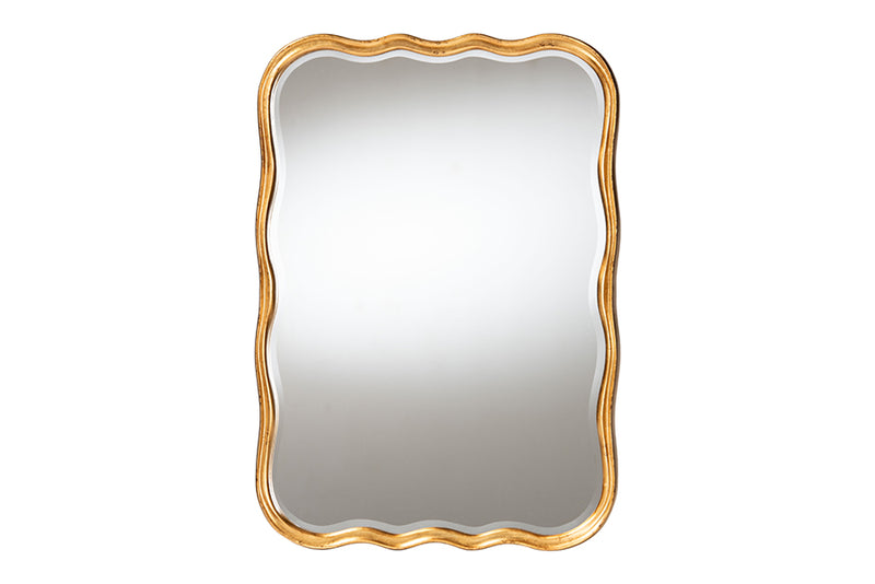 Volden Antique Goldleaf Scalloped Wood Accent Wall Mirror